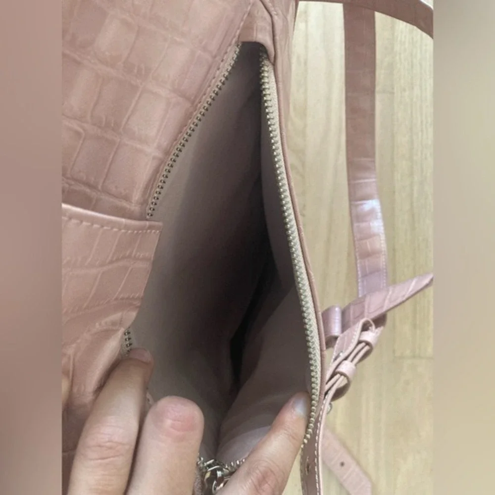 Freshly Picked Vegan Leather Baby Diaper Bag Changing Pad‎ Croc Pink Chic Edgy